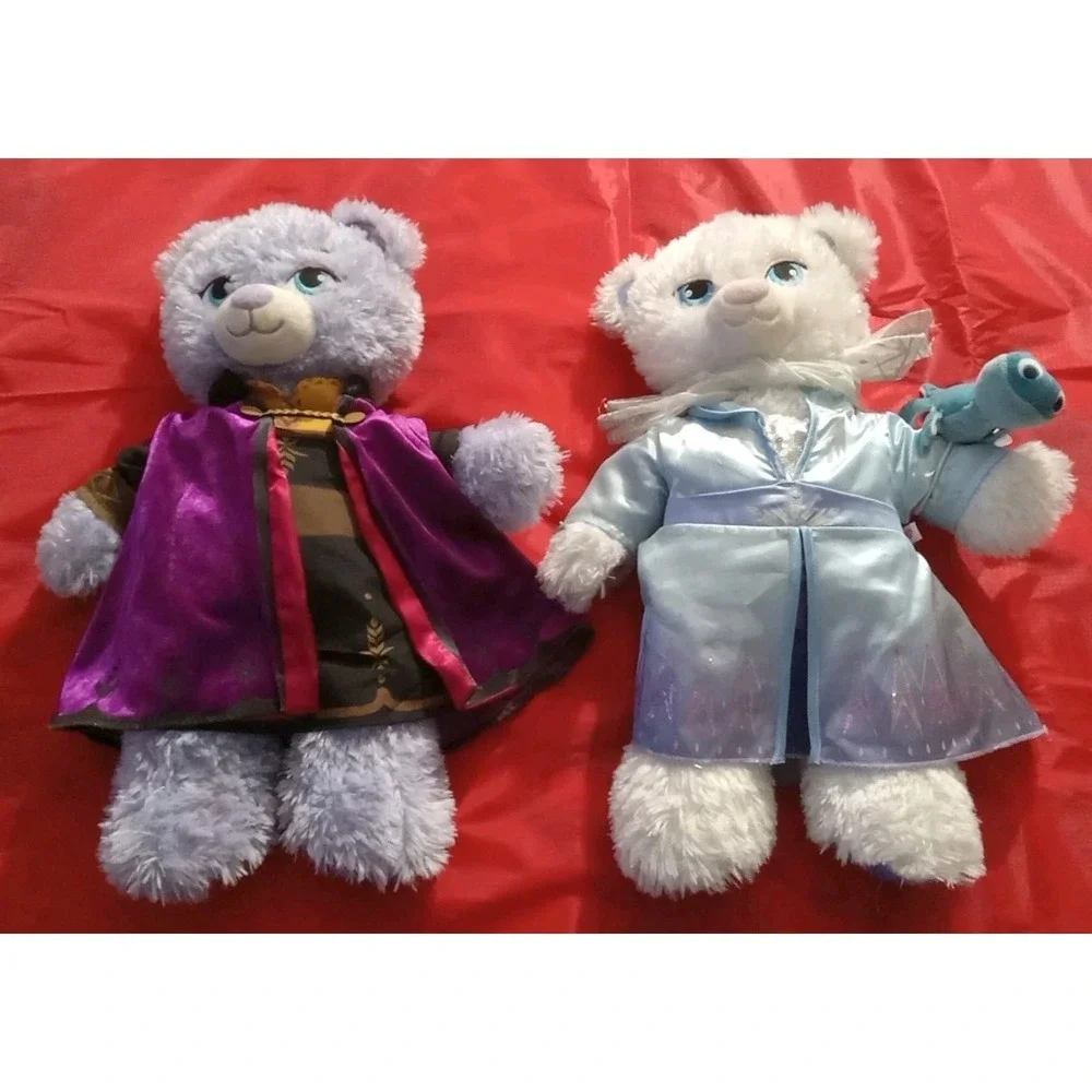 Build A Bear Disney's Frozen Princess Elsa & Anna With Dresses Sparkle 2014 BAB